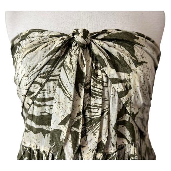 Ralph Lauren Women's 14P Tropical Palms Olive Green Cotton Babydoll Dress Y2K - Picture 3 of 8